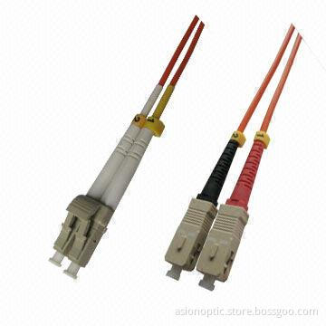 LC to SC Fiber-optic Patch Cable, Multi-mode Duplex